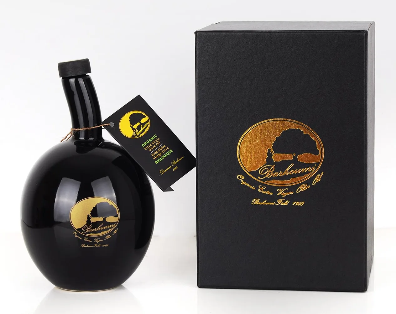 Bouteille ronde Barhoumi Gift et son coffret noir